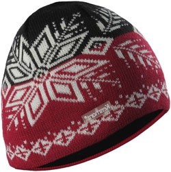 CUSTOM MAKE KNITTED SKULL BEANIE with CONTRASTING COLOUR SNOWFLAKE PATTERN