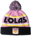 PIZZALOLA BEANIE WINTER HATS CUSTOM MAKE ROLL-UP WITH POM POM OR LONGLINE ACRYLIC BEANIES. YES WE WILL HELP 
								YOU DESIGN AND CHOOSE COLOURS, SIMPLY EMAIL US YOUR LOGO/ARTWORK. COLOUR: PINK/BLACK/WHITE/YELLOW with PEPPER & SALT POM POM TYPE
