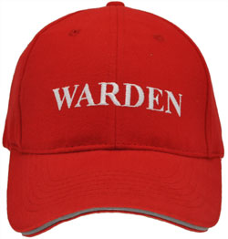 HEAVY BRUSHED COTTON BASEBALL RED FIRE WARDEN CAP. RED/WHITE TEX WITH HI VIS SILVER SANDWICH PEAK & REAR VELCRO TAB.