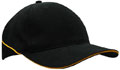 FRONT VIEW OF BASEBALL CAP BLACK/GOLD