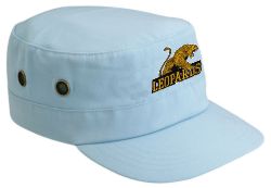 OFF THE SHELF LIGHTWEIGHT COTTON FABRIC MILITARY CAP WITH SIDE BREATHER EYELETS SKY BLUE