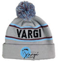 YARGI RACING BEANIE KNITTED CUSTOM MAKE ROLL-UP OR LONGLINE ACRYLIC BEANIES WITH POM. YES WE WILL HELP YOU DESIGN AND CHOOSE COLOURS, SIMPLY EMAIL US YOUR LOGO/ARTWORK. COLOUR: GREY/LIGHT-BLUE/BLACK with POM POM TYPE