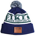 CUSTOM MAKE ROLL-UP OR LONGLINE ACRYLIC BEANIES. YES WE WILL HELP 
								YOU DESIGN AND CHOOSE COLOURS, SIMPLY EMAIL US YOUR LOGO/ARTWORK. PIKES BEER COMPANY BEANIE COLOUR: BLUE GREEN/WHITE with PEPPER & SALT POM POM TYPE