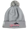 CUSTOM KNIT BEANIES WITH POM WOMEN IN CAMPDRAFTING BEANIE, CUSTOM MAKE ROLL-UP OR LONGLINE ACRYLIC BEANIES. YES WE WILL HELP 
								YOU DESIGN AND CHOOSE COLOURS, SIMPLY EMAIL US YOUR LOGO/ARTWORK. COLOUR: GREY/GREY with GREY POM POM TYPE and SIDE TAB