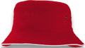 FRONT VIEW OF BUCKET HAT RED/WHITE