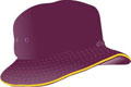 FRONT VIEW OF BUCKET HAT MAROON/GOLD