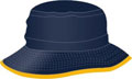 FRONT VIEW OF BUCKET HAT NAVY/GOLD