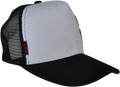 CUSTOM MAKE ACRYLIC TRUCKER HATS WHITE-BLACK WITH SIDE TABS